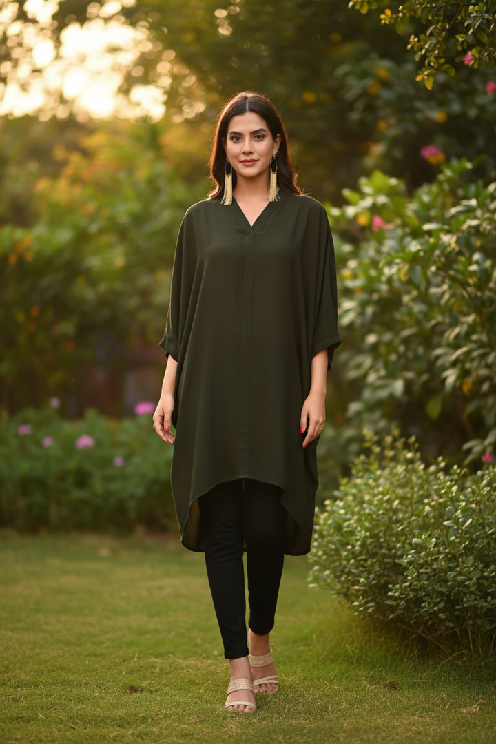 olive-green-high-low-solid-top