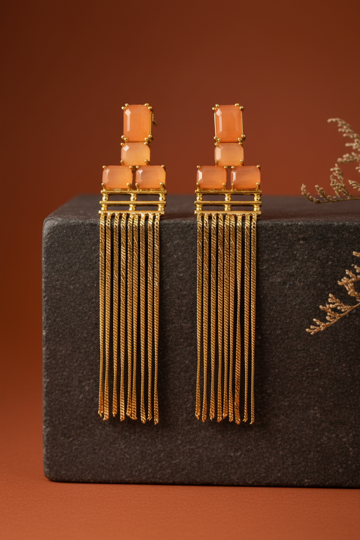 Orange Stone Dangler Earrings