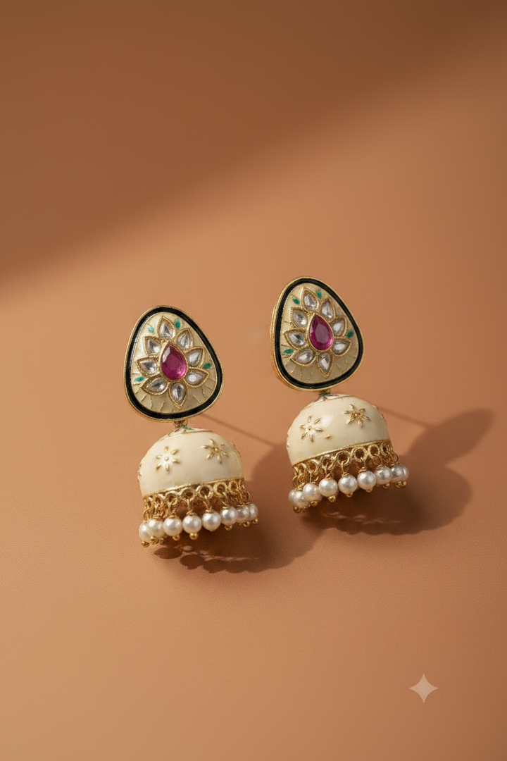 Party Wear Kundan Meena Jhumki