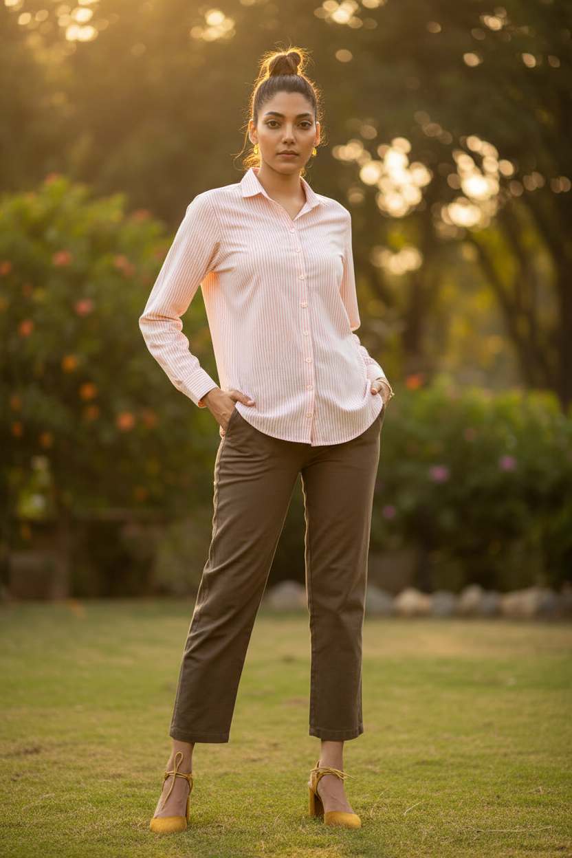 peach-white-striped-shirt