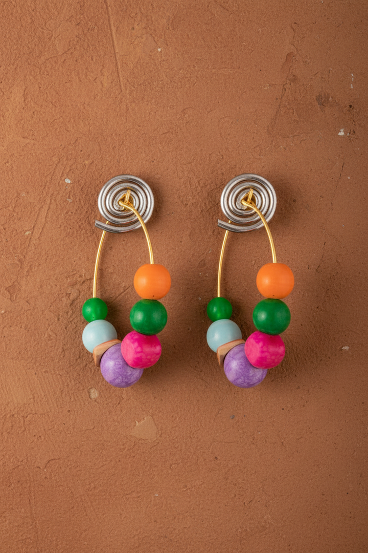 Rainbow Beads Hoops In Statement Jewellary