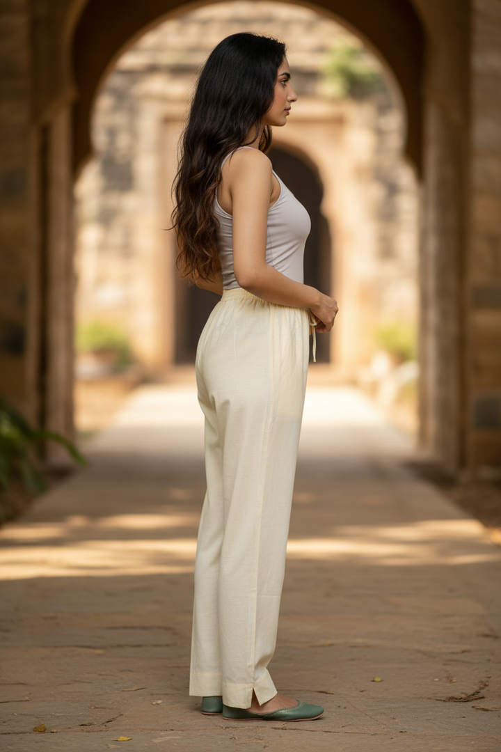 Beige Rayon Pants for Women | Straight Fit | All-Day Comfort | Every Day Wear