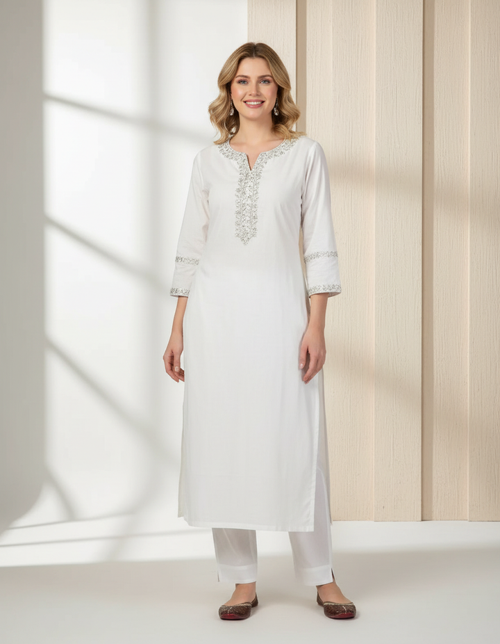 Off White Cotton Kurta
