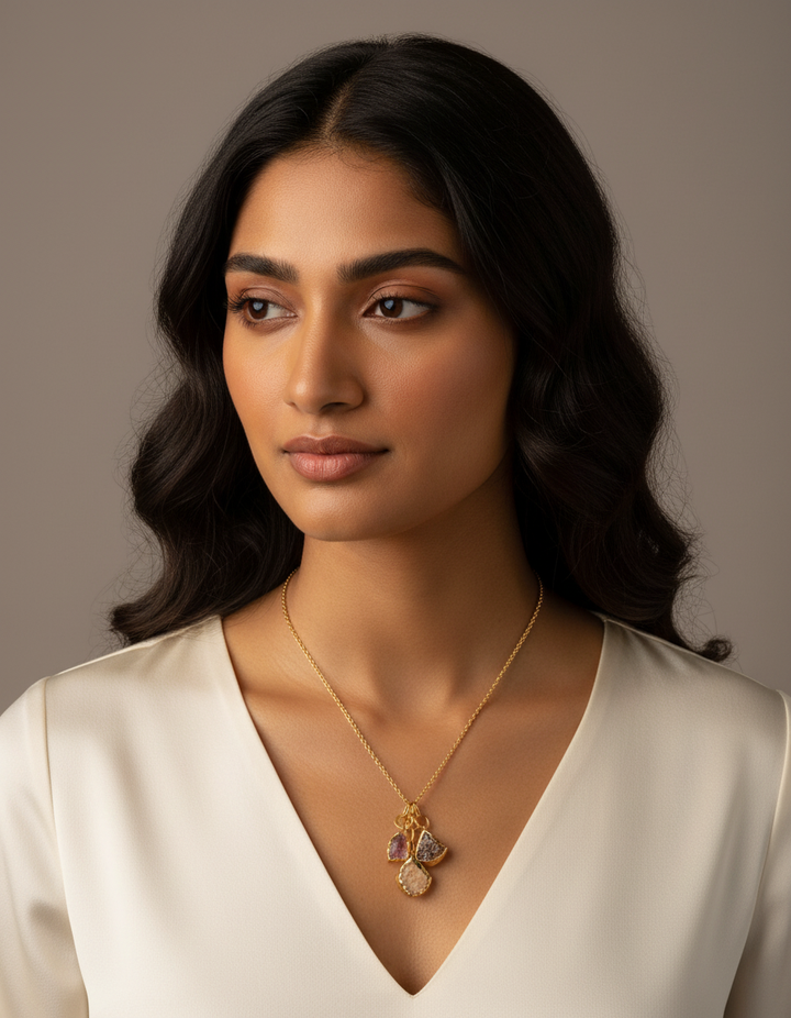 Rose Amethyst And Smoky Quartz Pendant Necklace