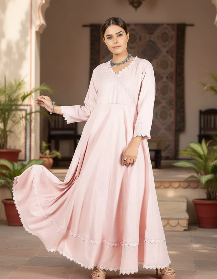 Pink Cotton Kurta for Women