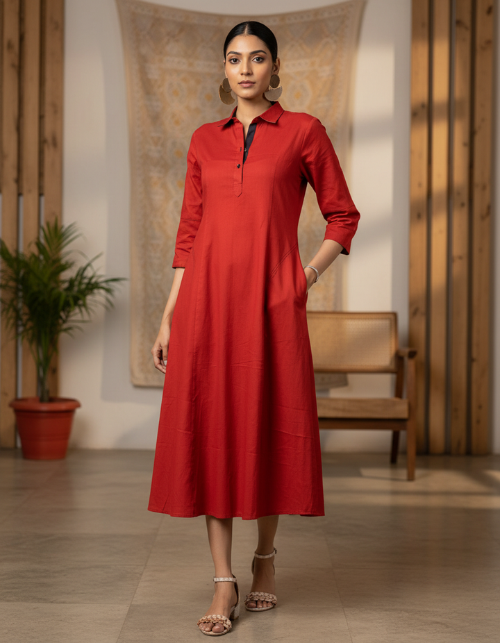 Rust Cotton Kurta