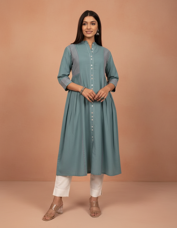 Sage Green Cotton Kurta for Women