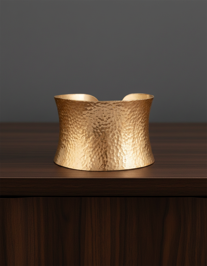 Golden Plain Broad Cuff Bracelet