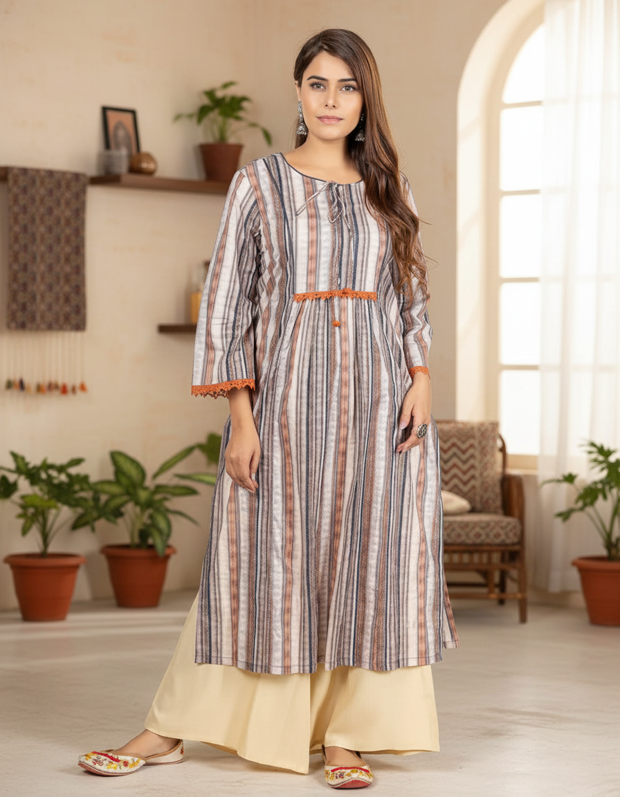 Grey Digital Print Kurta