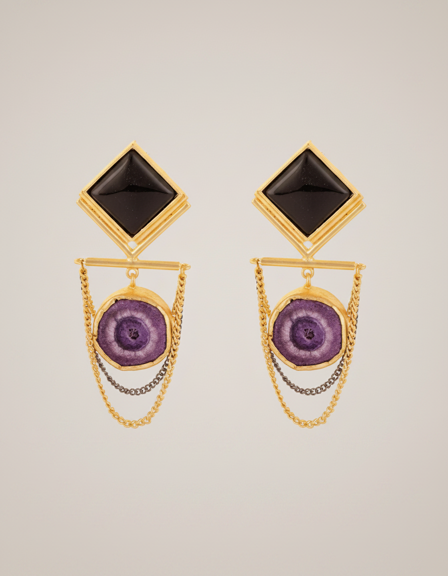 Black And Purple Colour Danglers