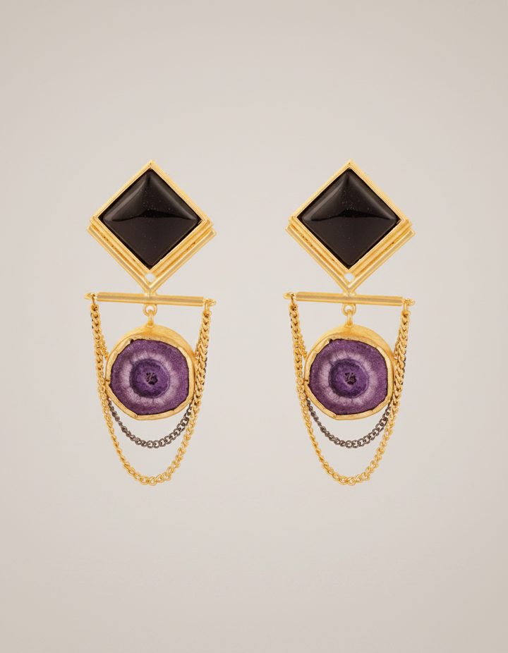 Black And Purple Colour Danglers