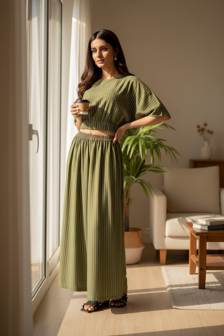 Green Striped Coord Set