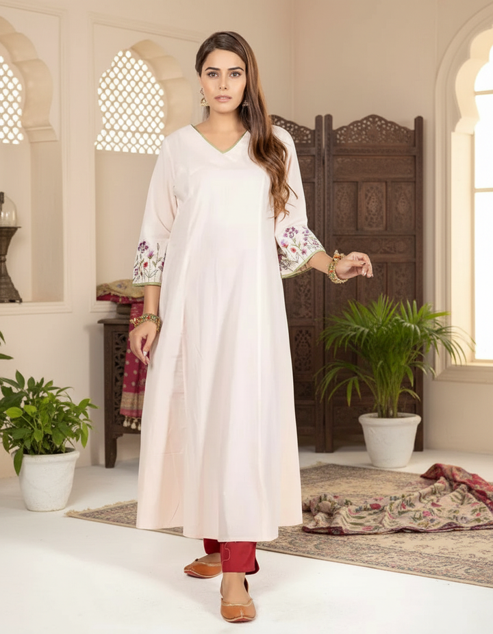 Soft Peach Cotton Kurta