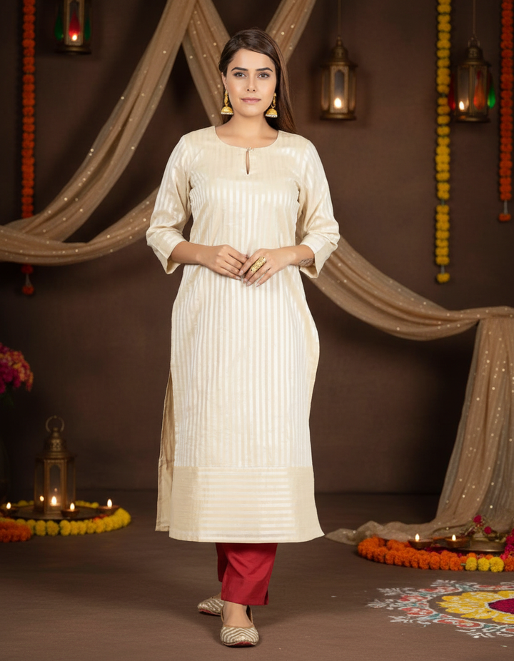 Beige Chanderi Kurta for Women