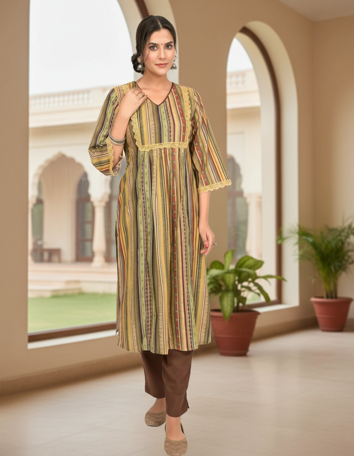 Mustard Digital Print Kurta