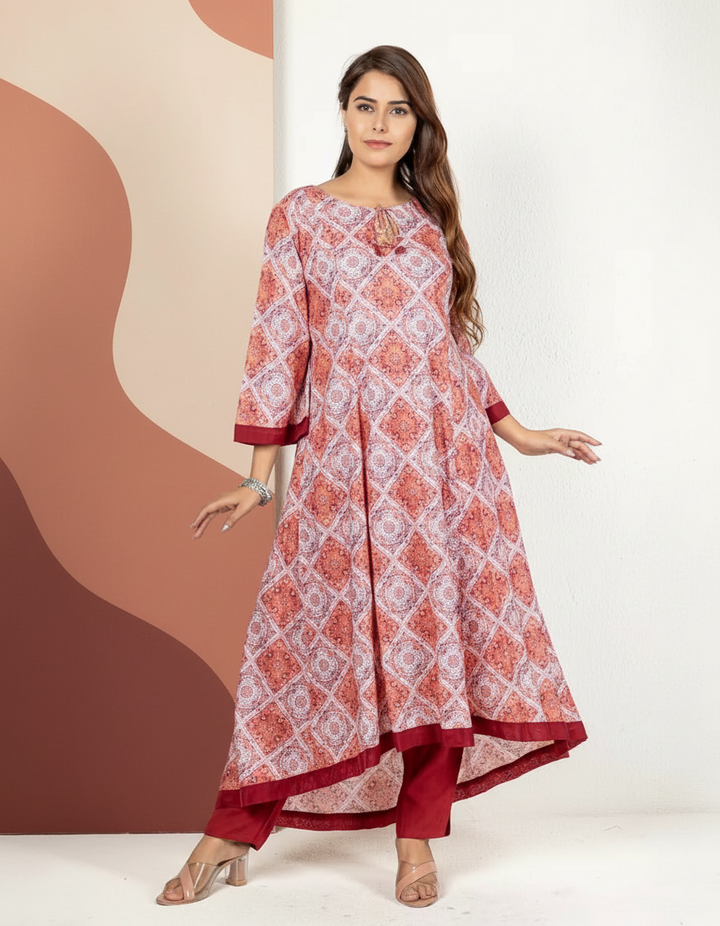 Onion Pink Digital Print Kurta