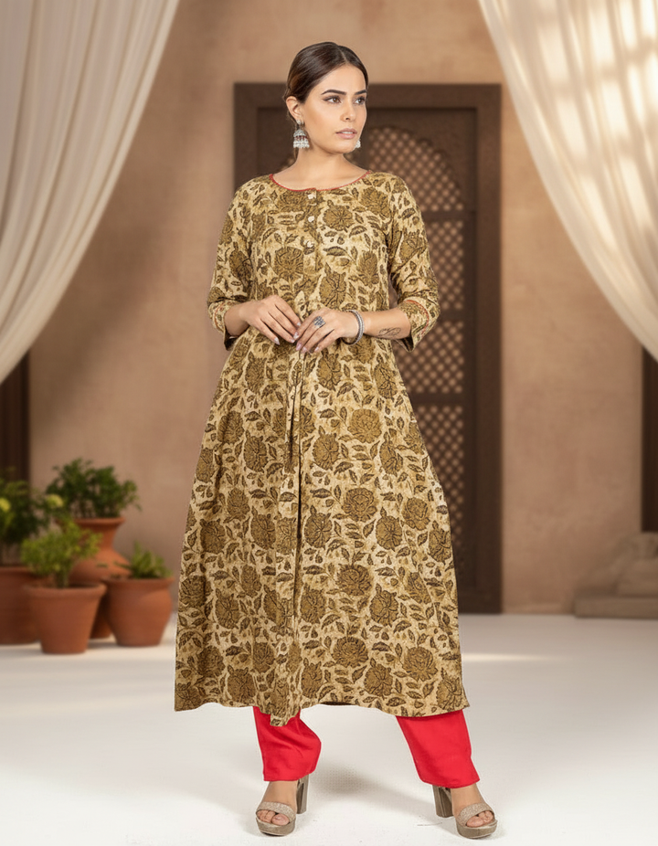 Green Cotton Summer Kurta for Women
