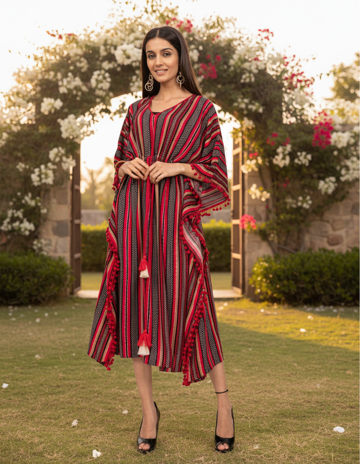 Black &amp; Pink Kaftan Dress