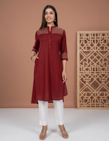 Maroon Straight Fit Kurta