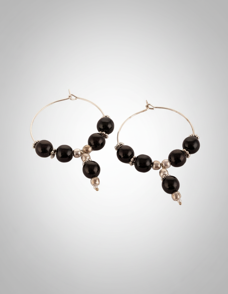 Black Onyx ghungroo Hoop Earrings