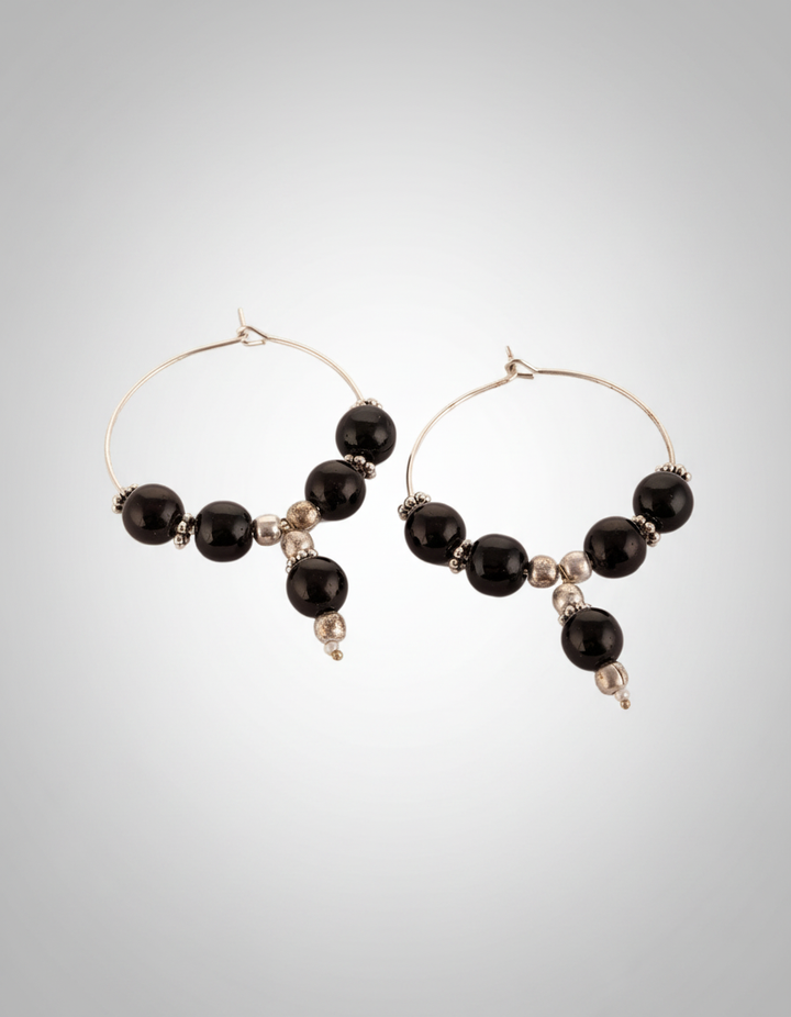 Black Onyx ghungroo Hoop Earrings