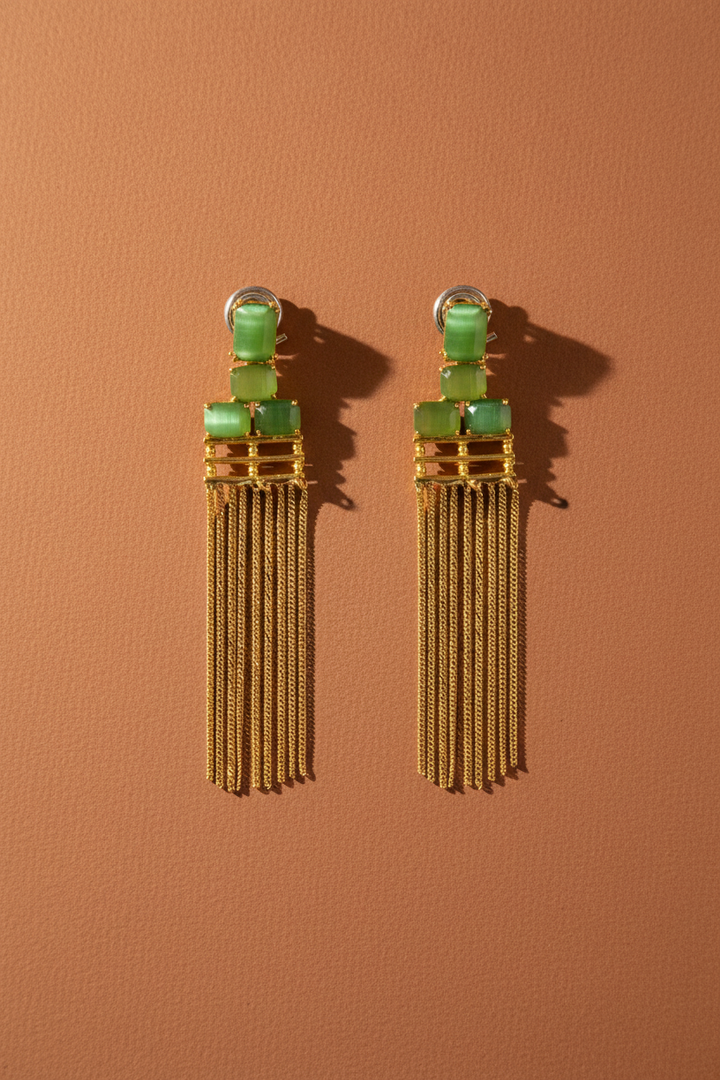 Sassy Parrot Green Stone Danglers