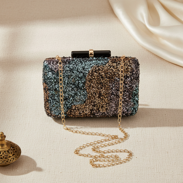 Blue And Brown Clutch Bag