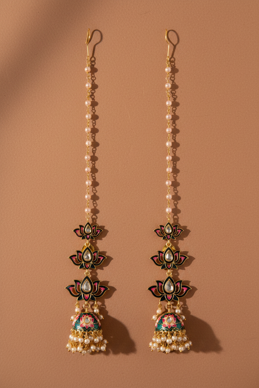 Three Layered Lotus Chandelier Earrings