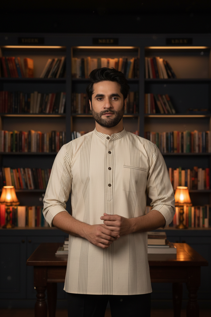 Two-Tone Cream Kurta