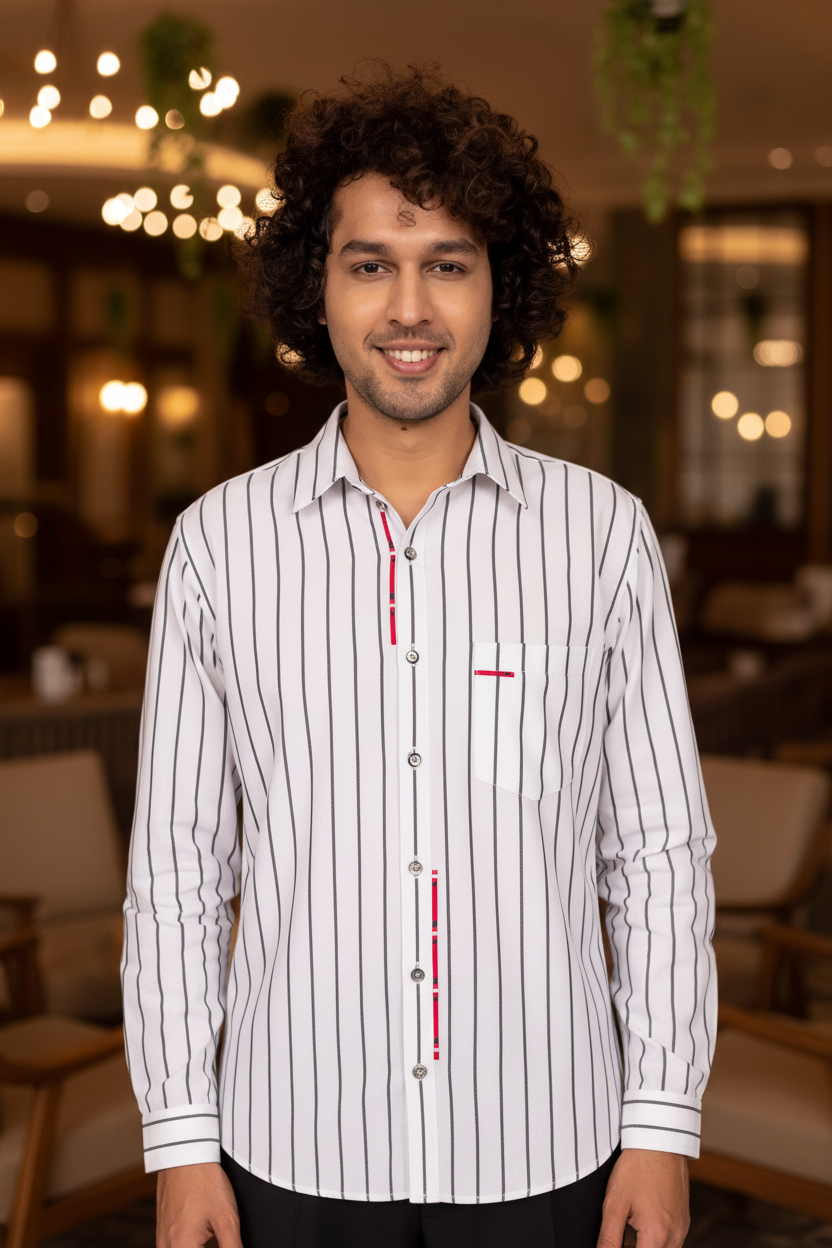 White And Black Striped Shirt