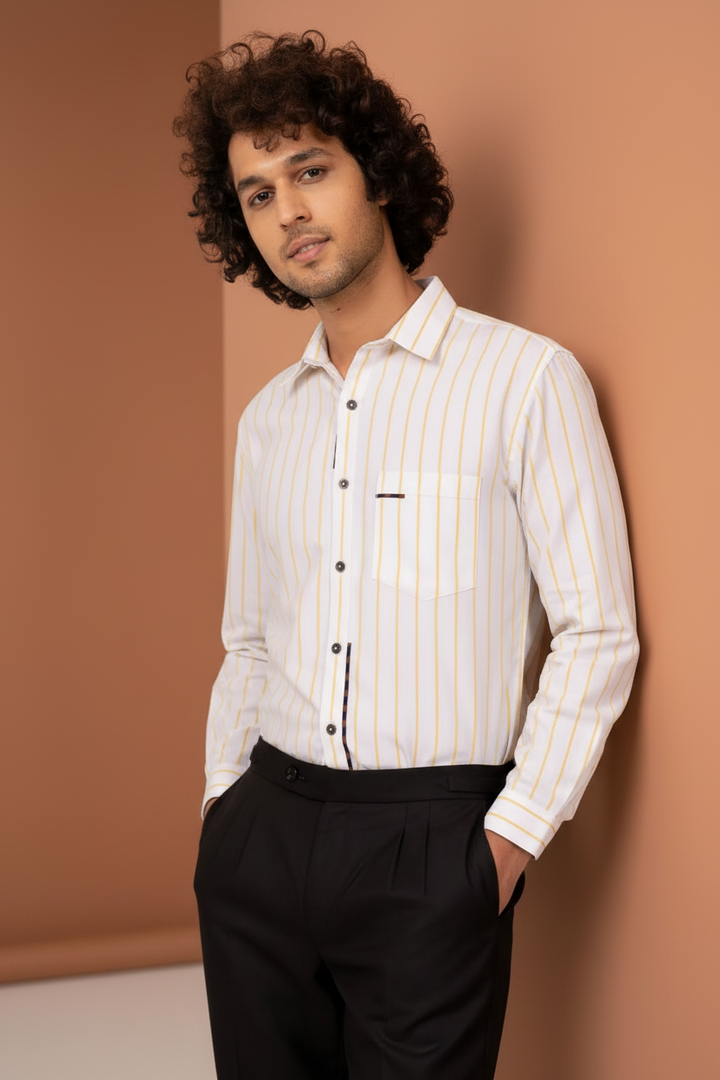 White And Yellow Striped Shirt