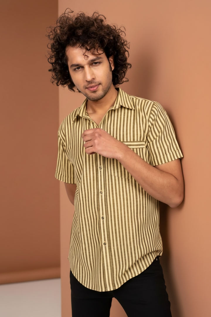 Yellow And Black Striped Shirt
