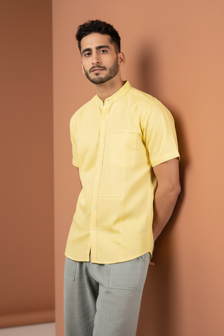 Yellow Cotton Linen Shirt